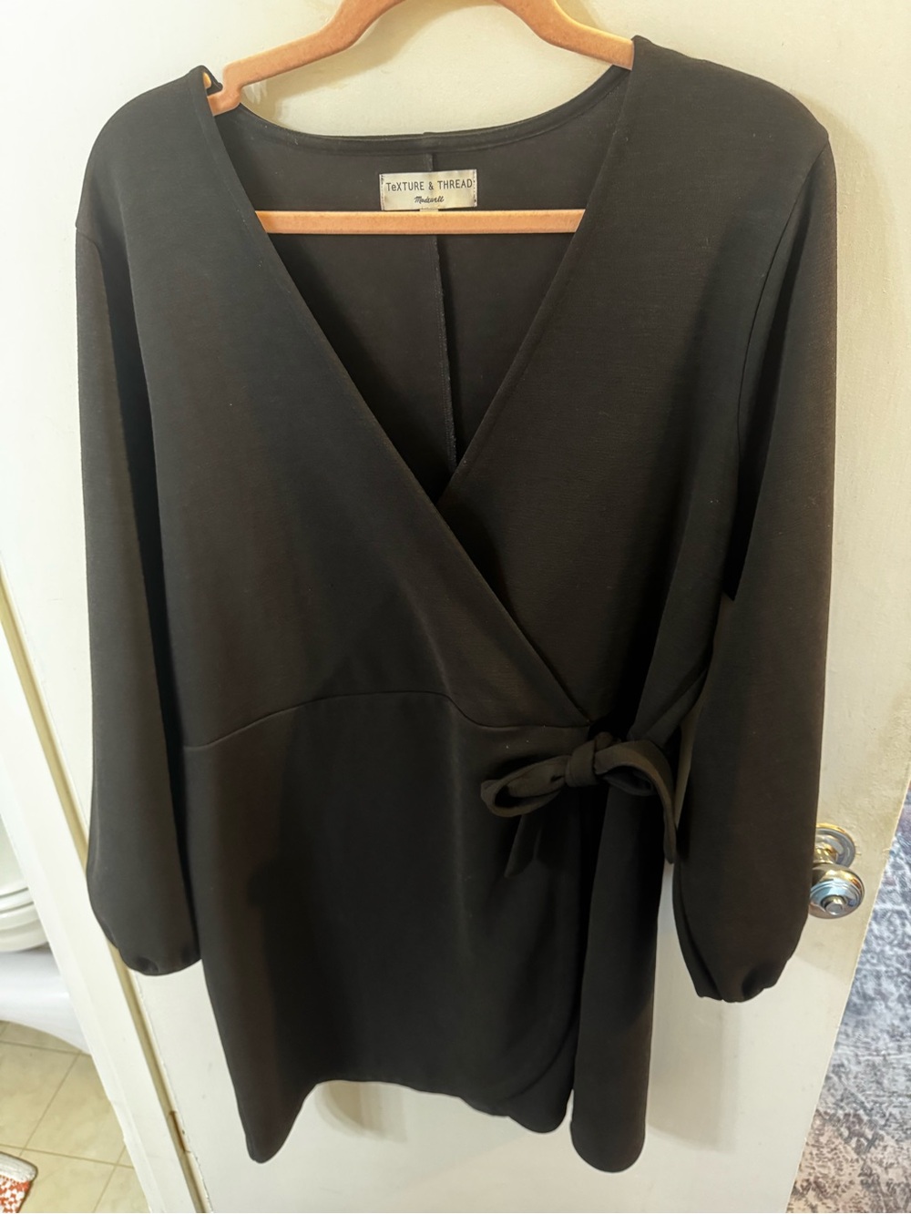 Madewell Black Wrap Mini Dress with Side Tie